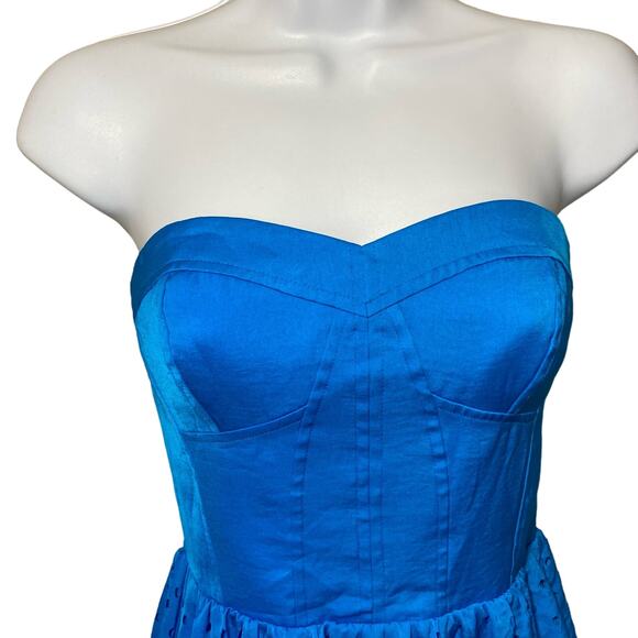 Rebecca Taylor Blue Strapless Eyelet Corset Dress Size 0 As Seen On Taylor Swift - Picture 14 of 16